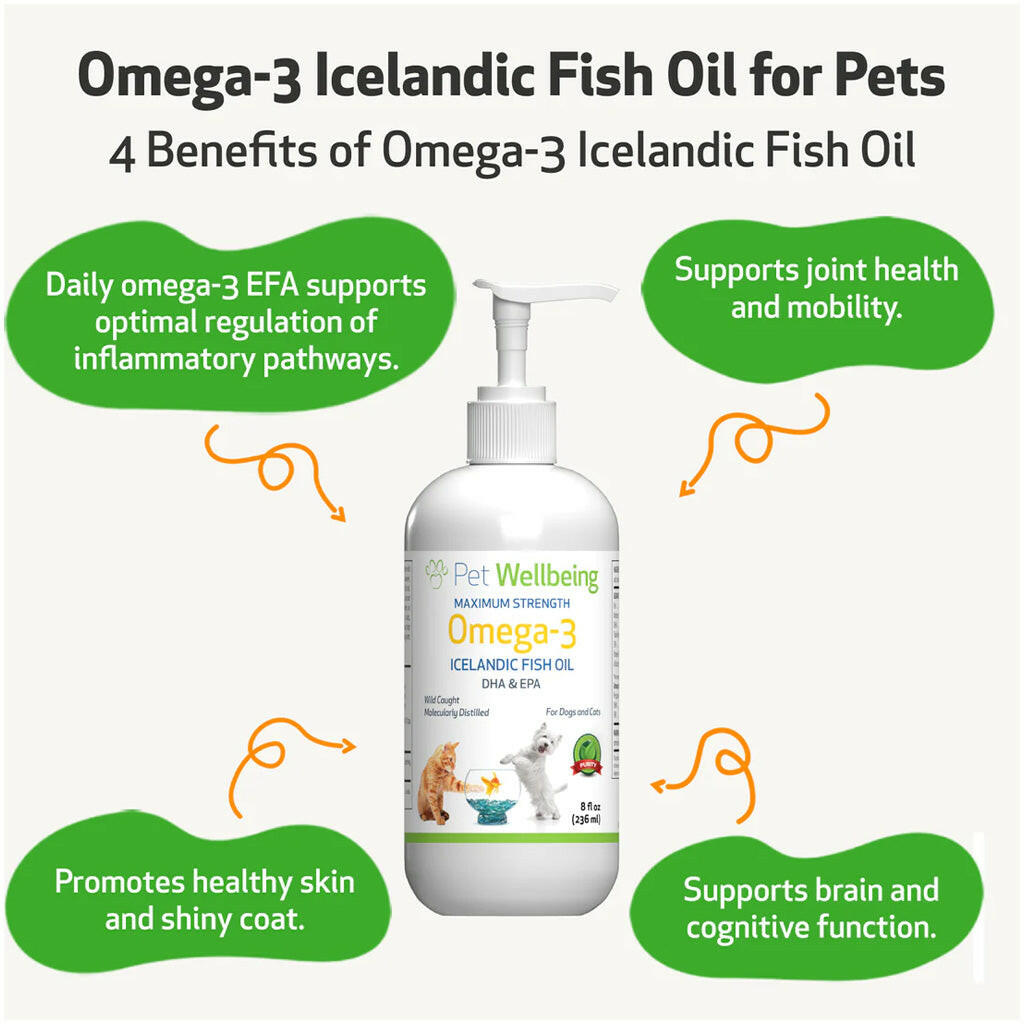 Omega-3 Daily Wellness - Skin, Joint, Brain, and Heart Health For Dogs & cats (8 oz)