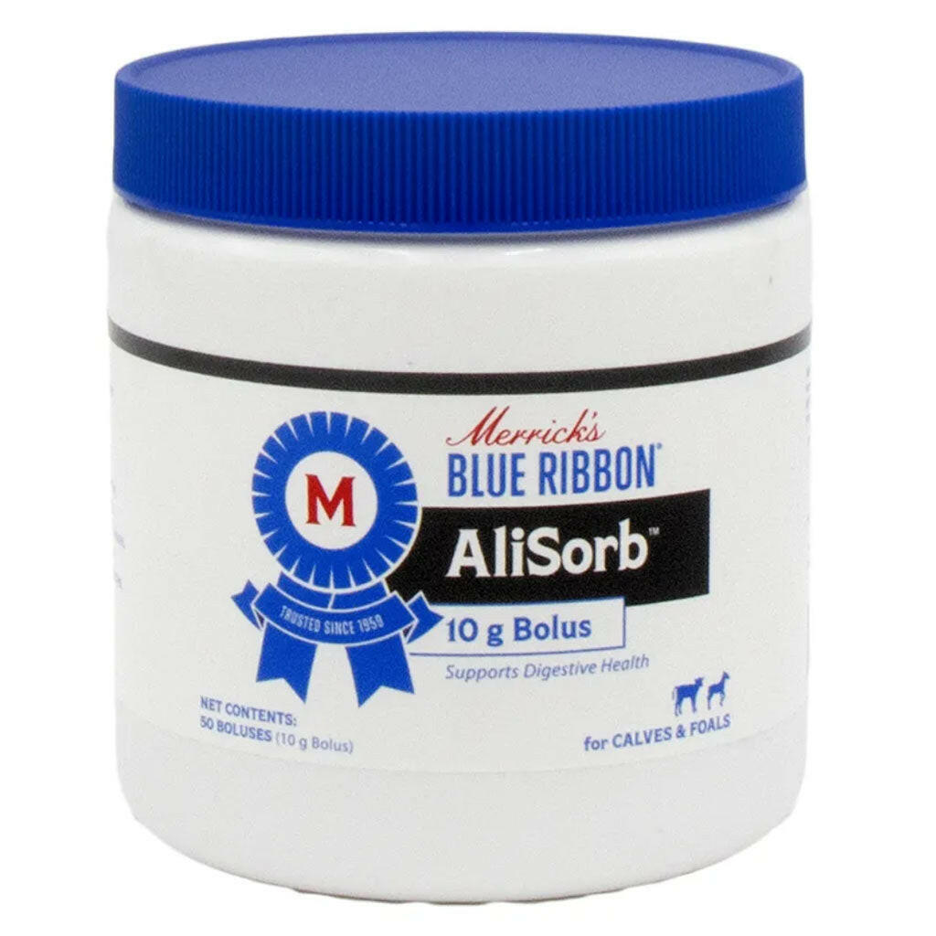Merrick's Blue Ribbon AliSorb Anti-Diarrheal Bolus for Calves & Foals (50 boluses)