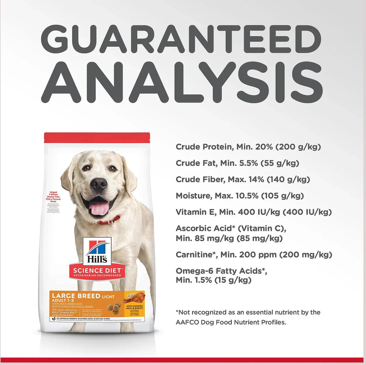 Hill's Science Diet Adult Light Large Breed Dry Dog Food, Chicken Meal & Barley, 30 lb Bag