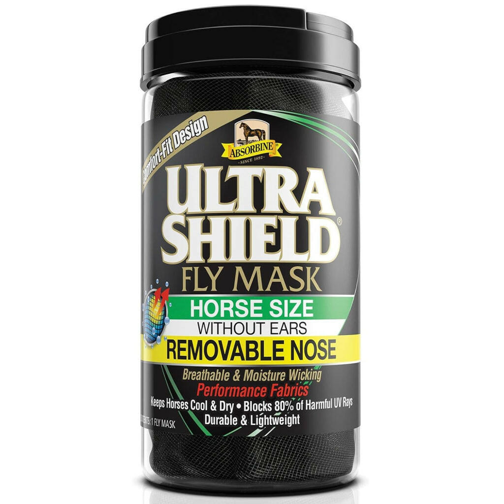 Absorbine UltraShield Fly Mask Removable Nose without Ears for Horses