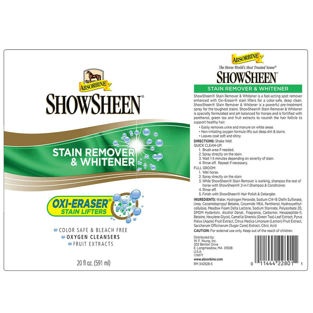 Absorbine Showsheen Stain Remover & Whitener Spray for Horses (20 oz)