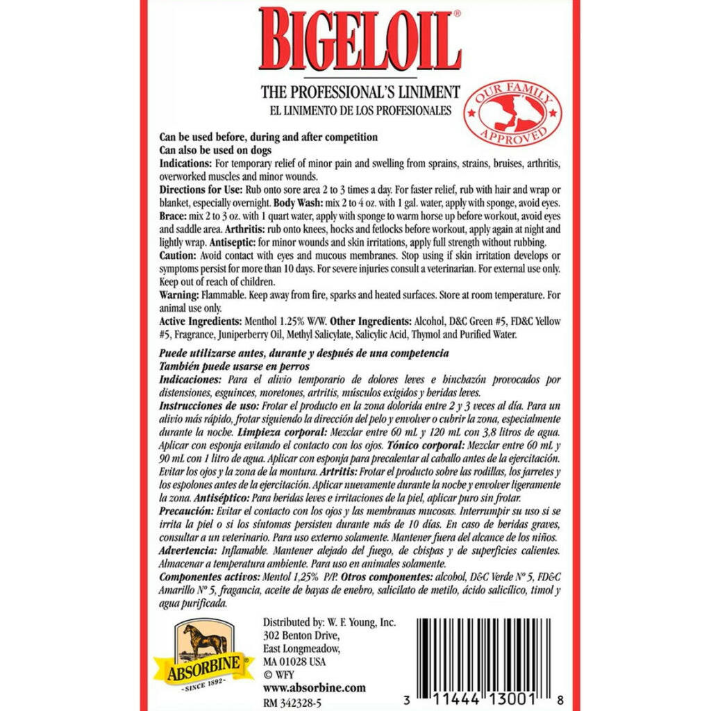 Absorbine Bigeloil Muscle & Joint Pain Relief Liniment Liquid for Horses