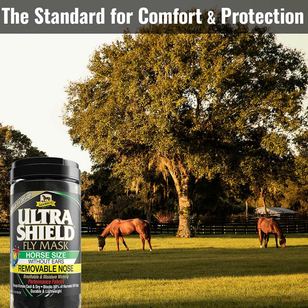 Absorbine UltraShield Fly Mask Removable Nose without Ears for Horses