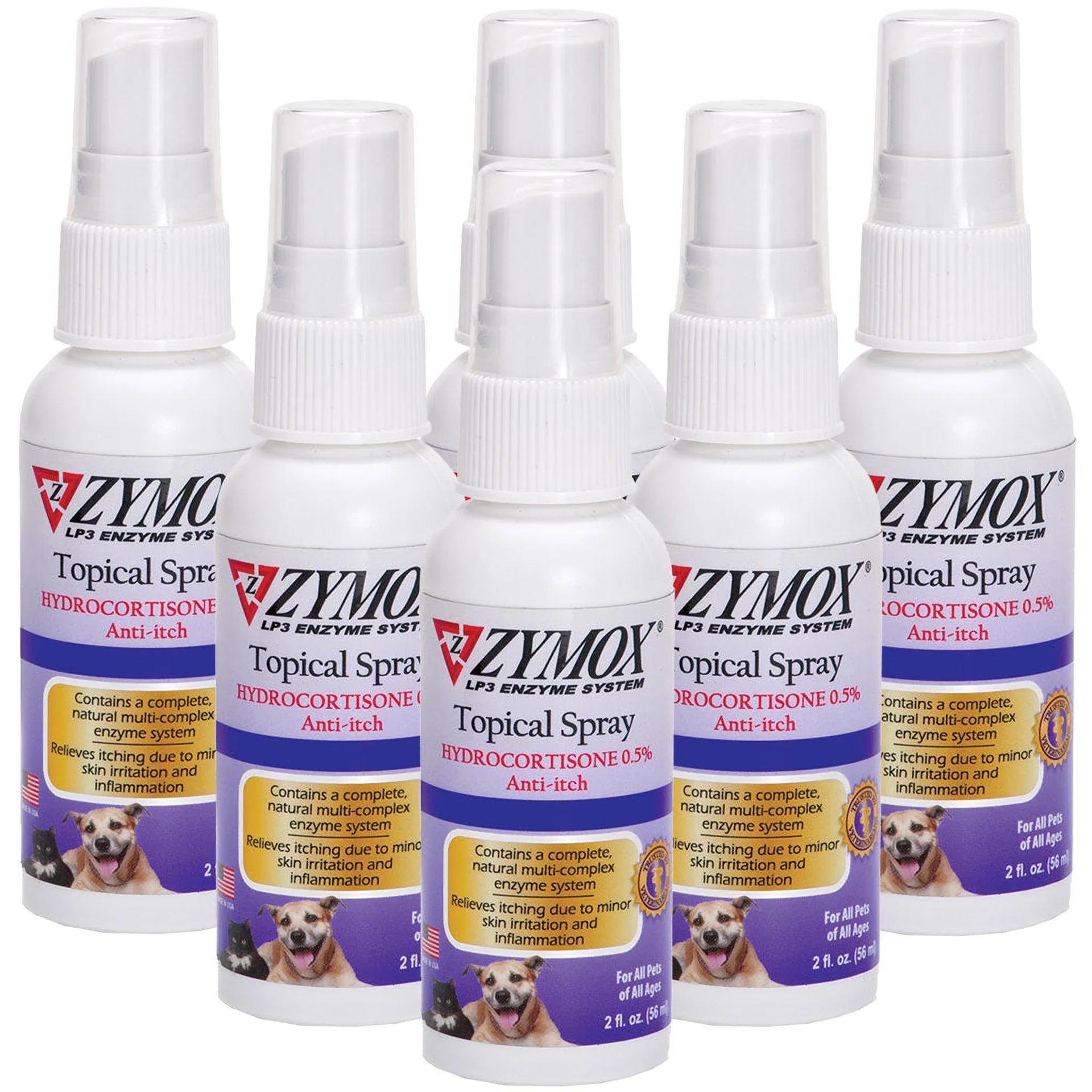 Zymox Enzymatic Topical Spray with Hydrocortisone 0.5% for Dogs & Cats (2 oz)