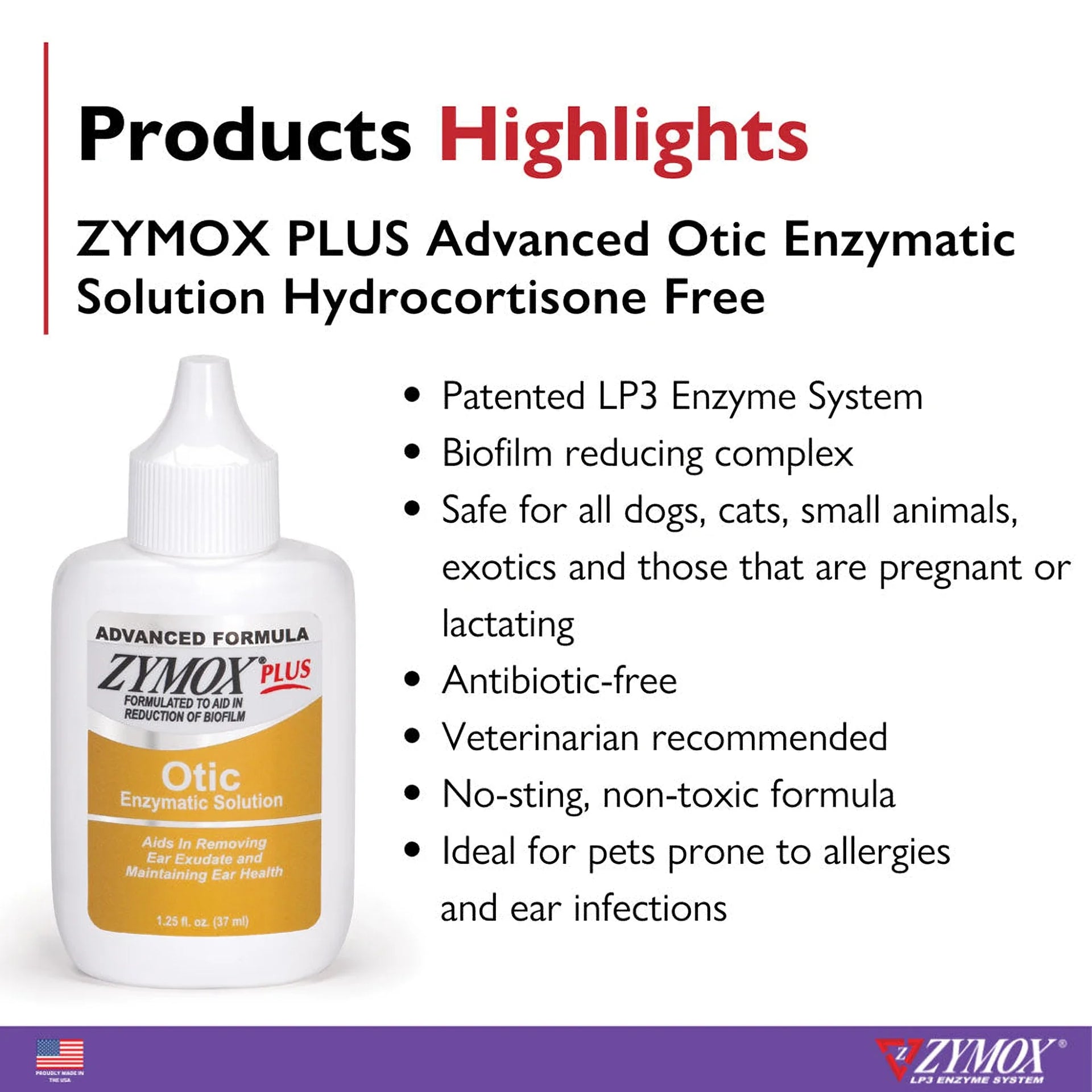 Zymox Plus Advanced Otic Ear Treatment without Hydrocortisone (1.25 oz)
