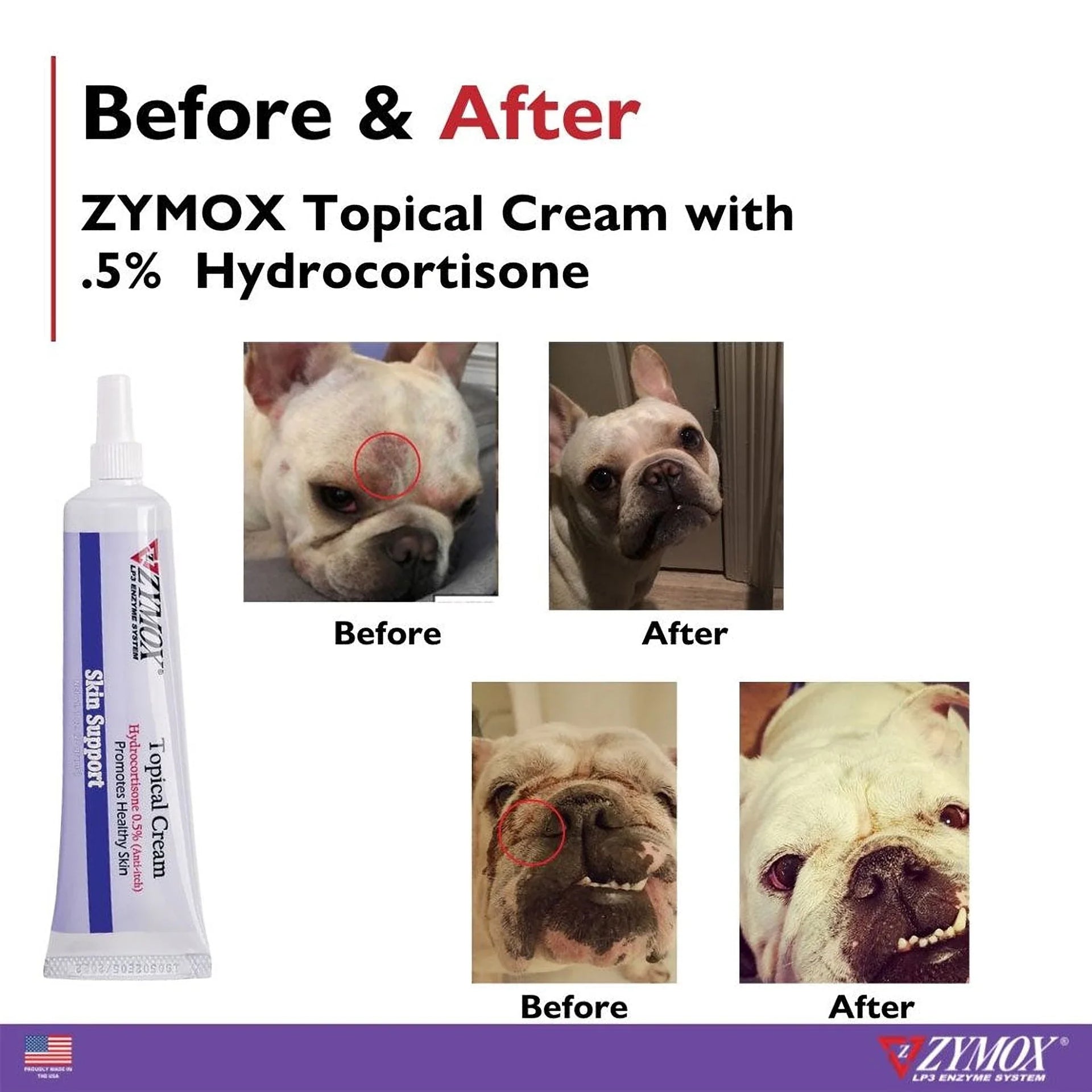 Zymox Topical Cream Hydrocortisone 0.5% for Dogs & Cats (1 oz)
