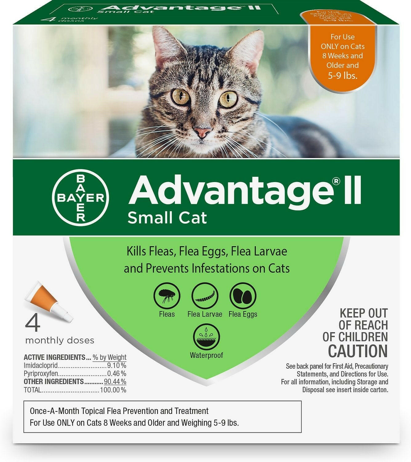 Advantage II Flea Control for Small Cats (5-9 lbs) Orange Box