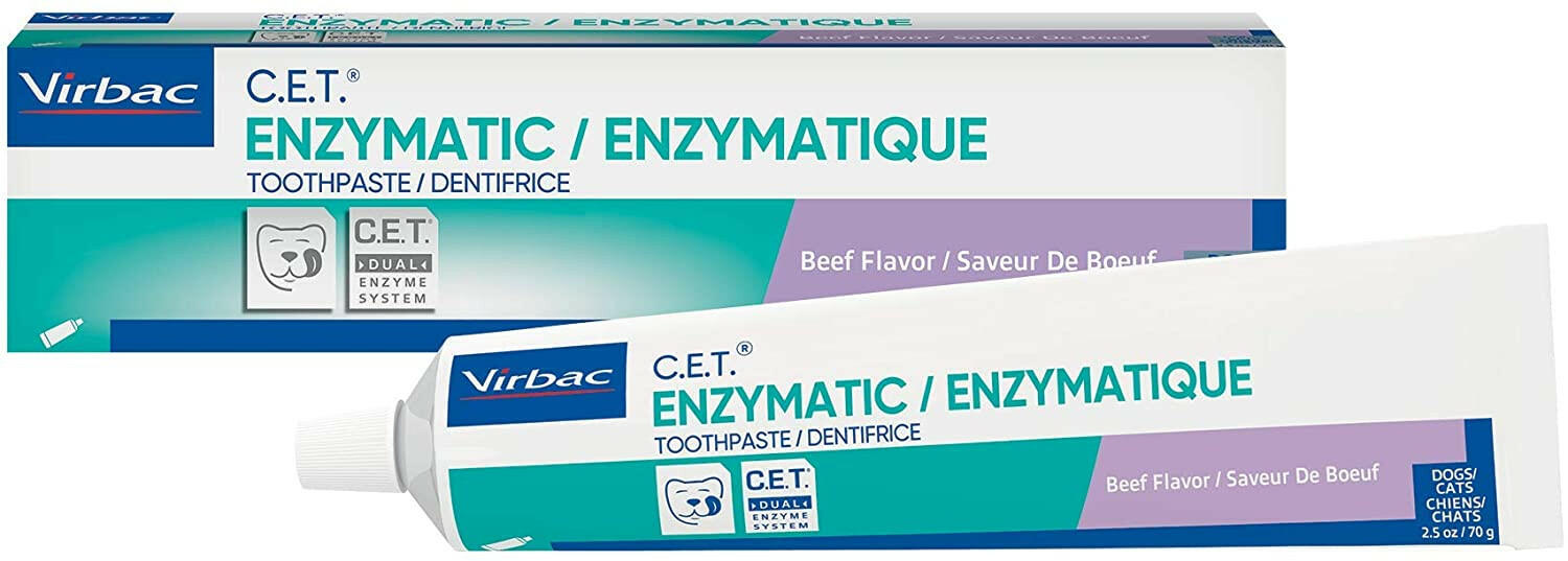 Virbac C.E.T. Enzymatic Toothpaste for Dogs & Cats, 2.5 oz - Vanilla Mint Flavor