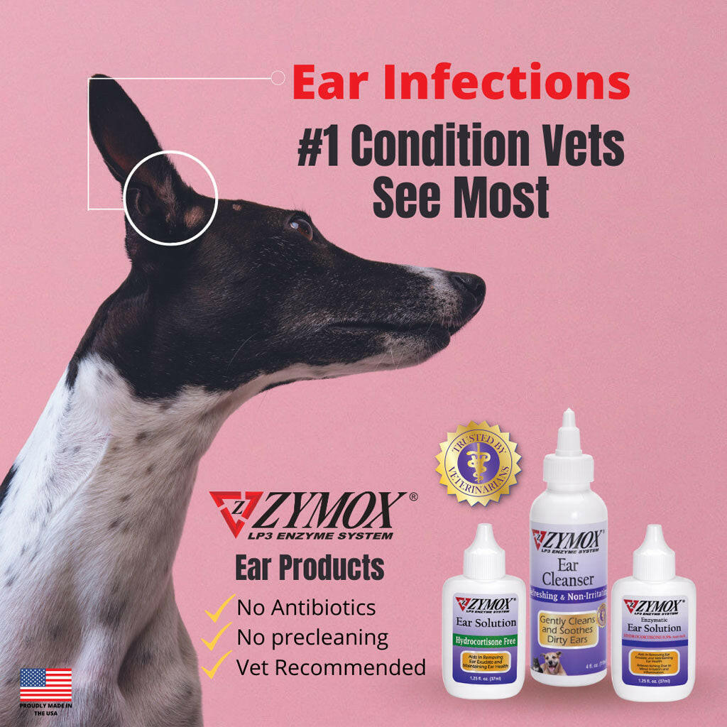 Zymox Ear Solution with 0.5% Hydrocortisone for Dogs & Cats (1.25 oz)