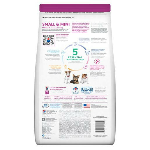 Hill's Science Diet Puppy Small & Mini Chicken Meal & Brown Rice Recipe Dry Dog Food, 4.5 lb bag