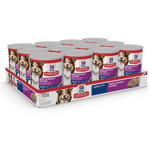 Hill's Science Diet Senior 7+ Canned Dog Food, Beef & Barley Entrée (13.1 oz x 12 cans)