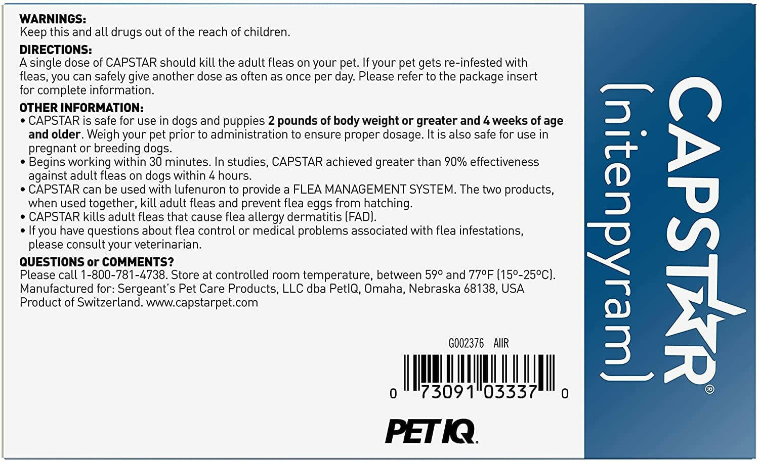 Capstar Oral Flea Treatment for Dogs 2-25 lbs (6 Doses)