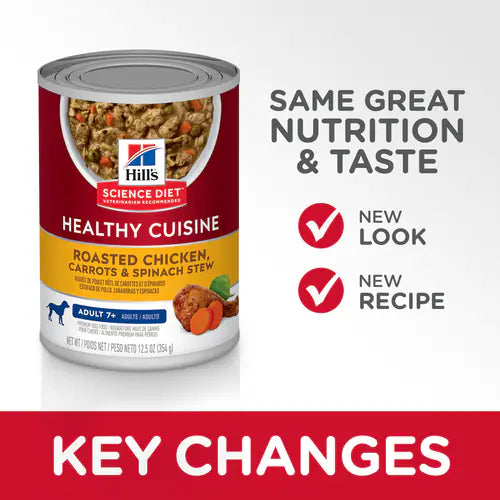 Hill's Science Diet Senior 7+ Healthy Cuisine Canned Dog Food, Roasted Chicken, Carrots, & Spinach Stew (12.5 oz x 12 cans)