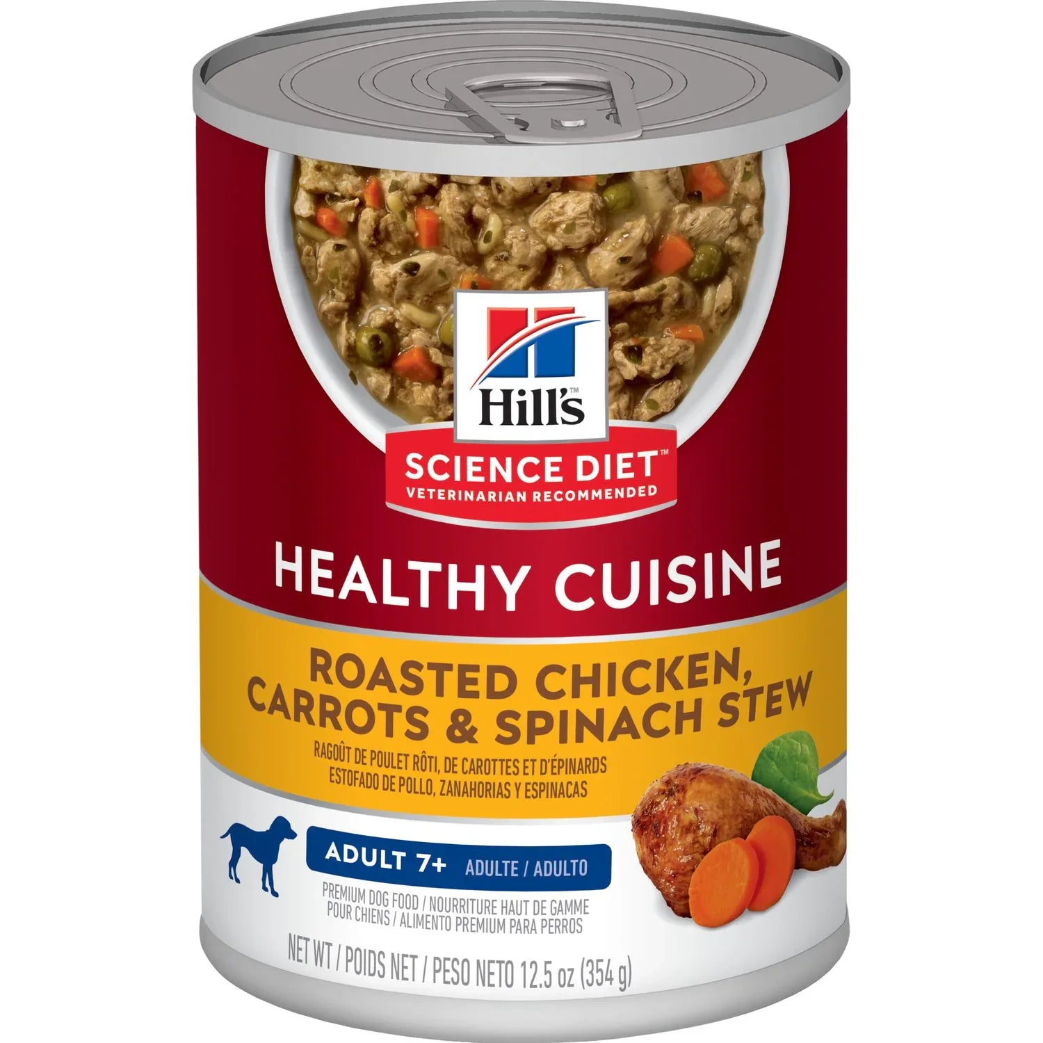 Hill's Science Diet Senior 7+ Healthy Cuisine Canned Dog Food, Roasted Chicken, Carrots, & Spinach Stew (12.5 oz x 12 cans)