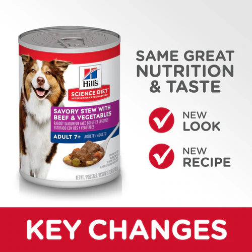 Hill's Science Diet Senior 7+ Canned Dog Food, Savory Stew with Beef & Vegetables (12.8 oz x 12 cans)