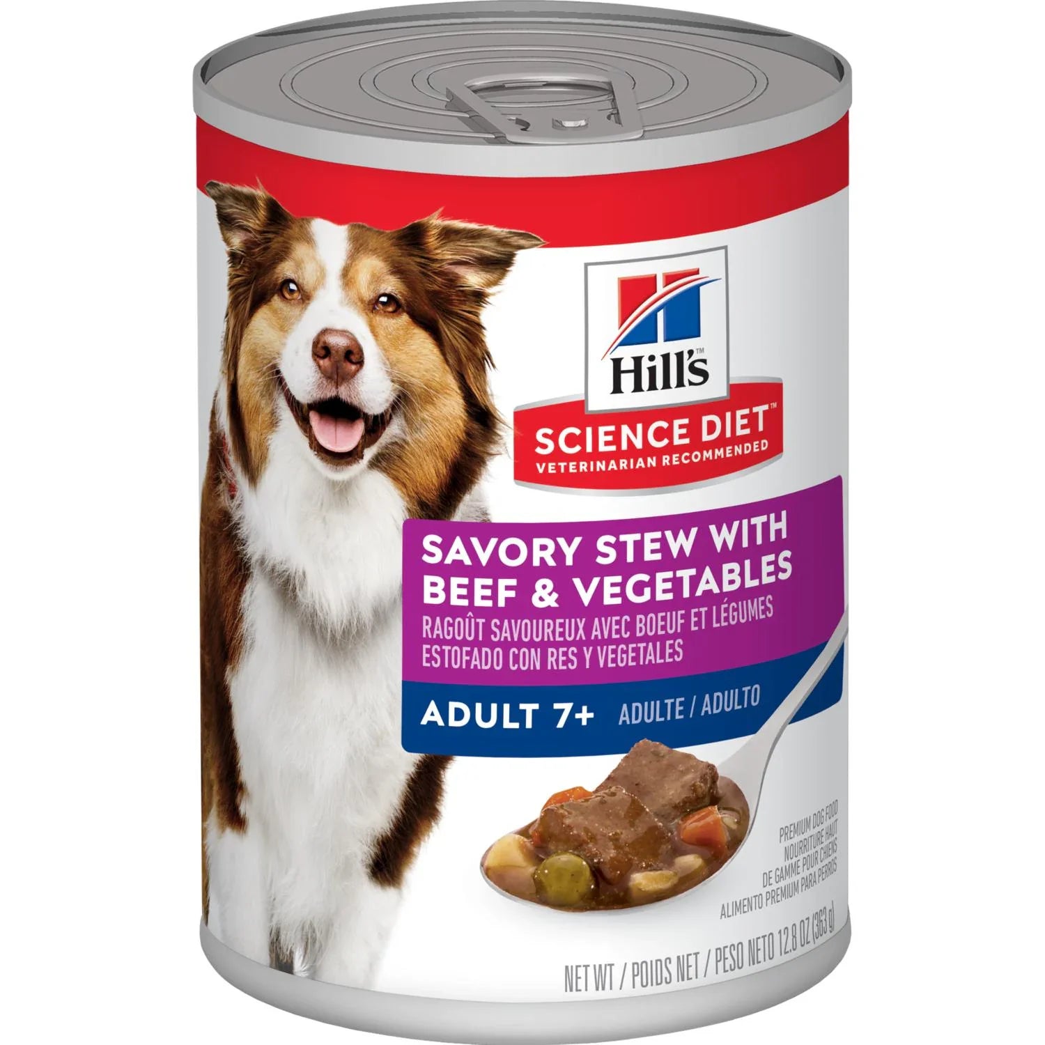 Hill's Science Diet Senior 7+ Canned Dog Food, Savory Stew with Beef & Vegetables (12.8 oz x 12 cans)