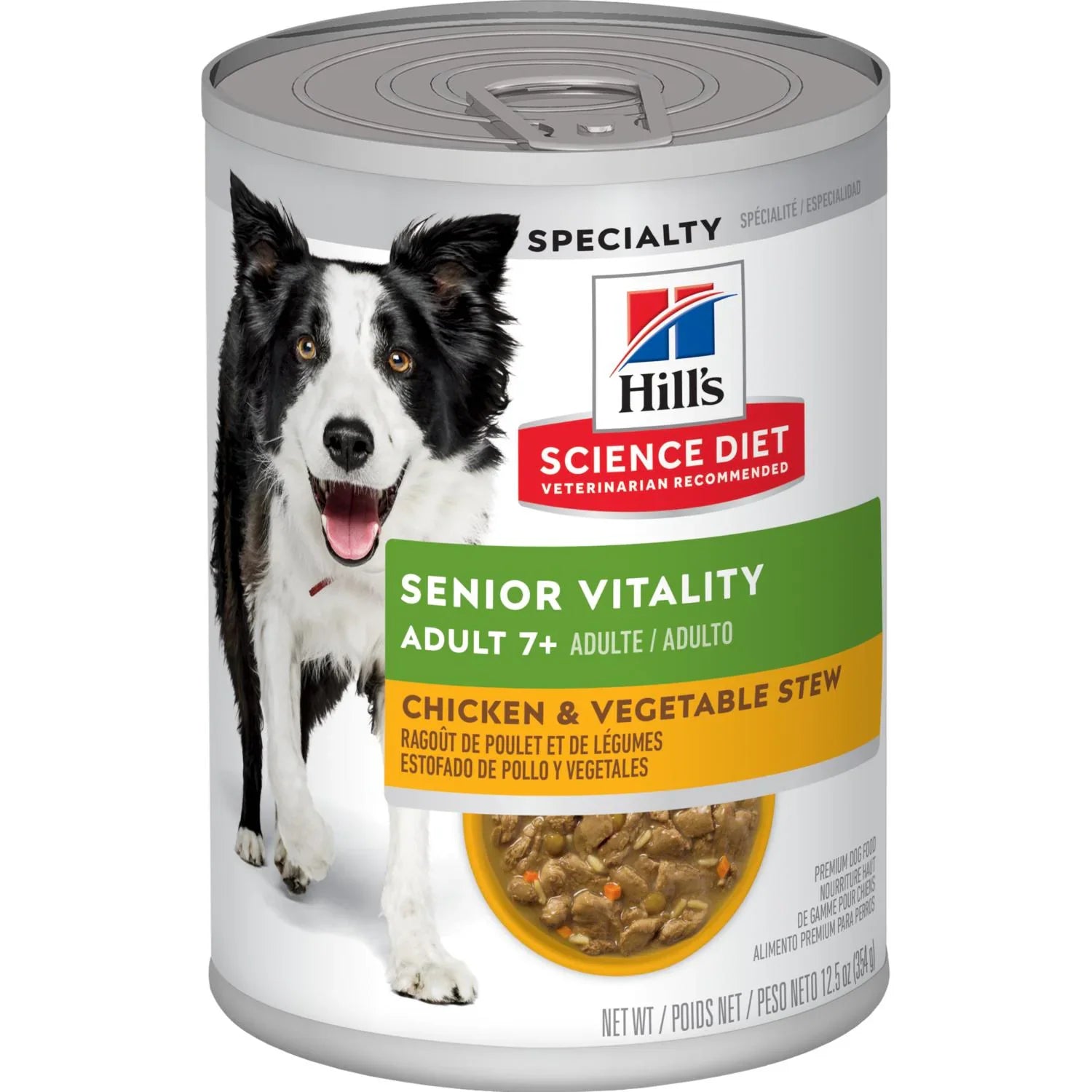 Hill's Science Diet Adult 7+ Senior Vitality Chicken & Vegetable Stew Wet Dog Food (12.5 oz x 12 cans)