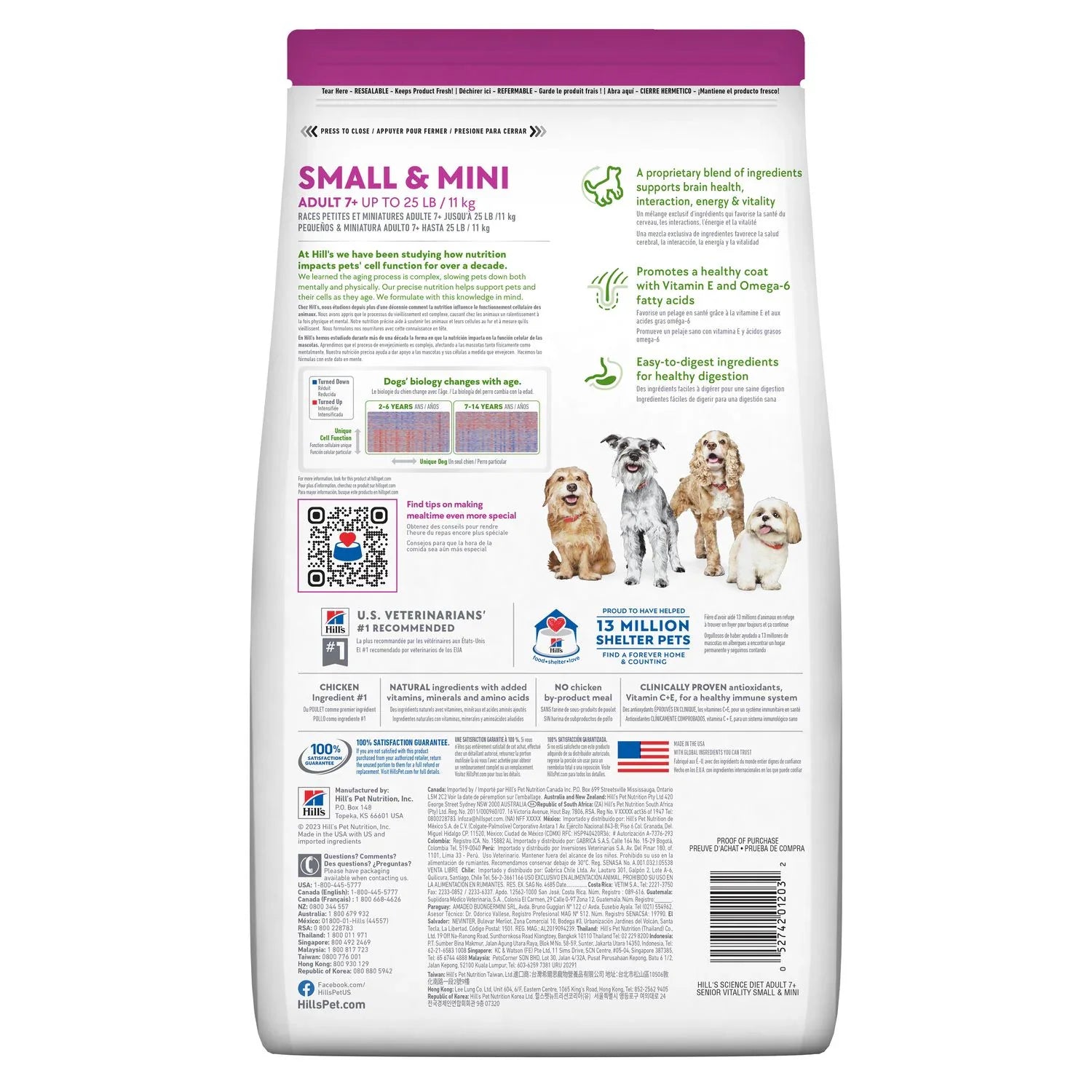 Hill's Science Diet Adult 7+ Senior Vitality Small & Mini Chicken & Rice Recipe Dry Dog Food