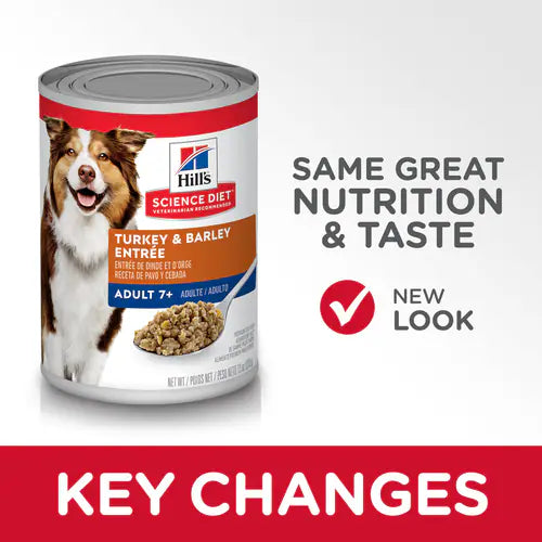 Hill's Science Diet Senior 7+ Canned Dog Food, Turkey & Barley Entrée (13.1 oz x 12 cans)