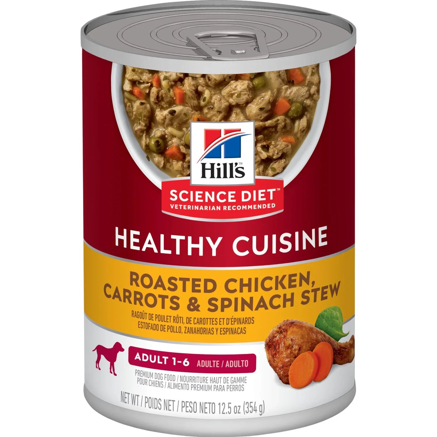 Hill's Science Diet Adult Healthy Cuisine Canned Dog Food, Roasted Chicken Carrots & Spinach (12.5 oz x 12 cans)