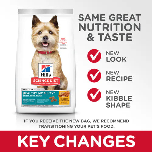 Hill's Science Diet Adult Healthy Mobility Small Bites Chicken Meal, Brown Rice & Barley Recipe Dry Dog Food