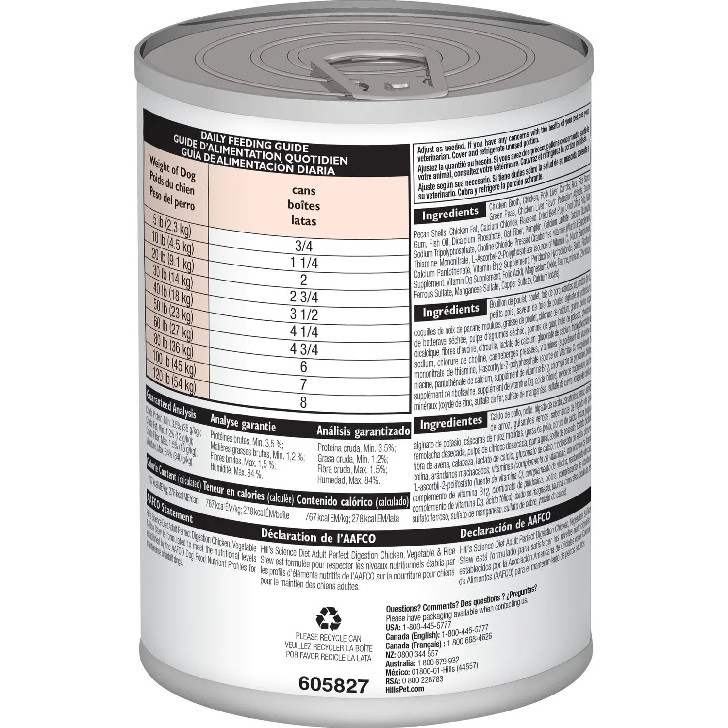Hill's Science Diet Adult Perfect Digestion Chicken, Vegetable & Rice Stew Canned Dog Food (12.8 oz x 12 cans)