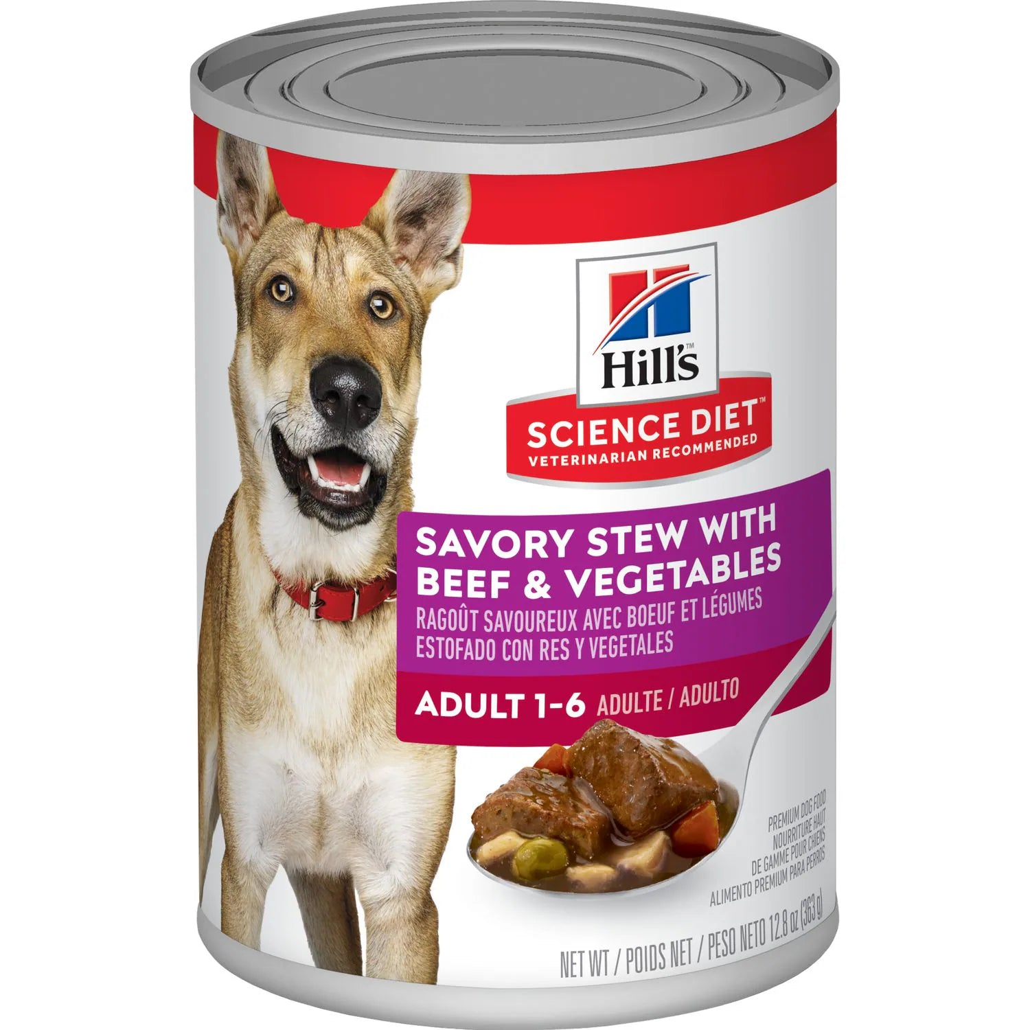 Hill's Science Diet Adult Canned Dog Food, Savory Stew with Beef & Vegetables (12.8 oz x 12 cans)
