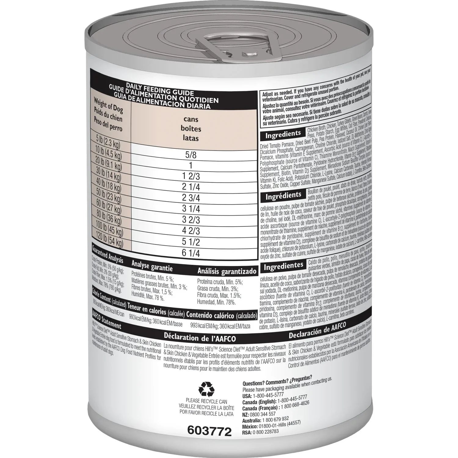 Hill's Science Diet Adult Sensitive Stomach & Skin Chicken & Vegetable Entrée Canned Dog Food (12.8 oz x 12 cans)