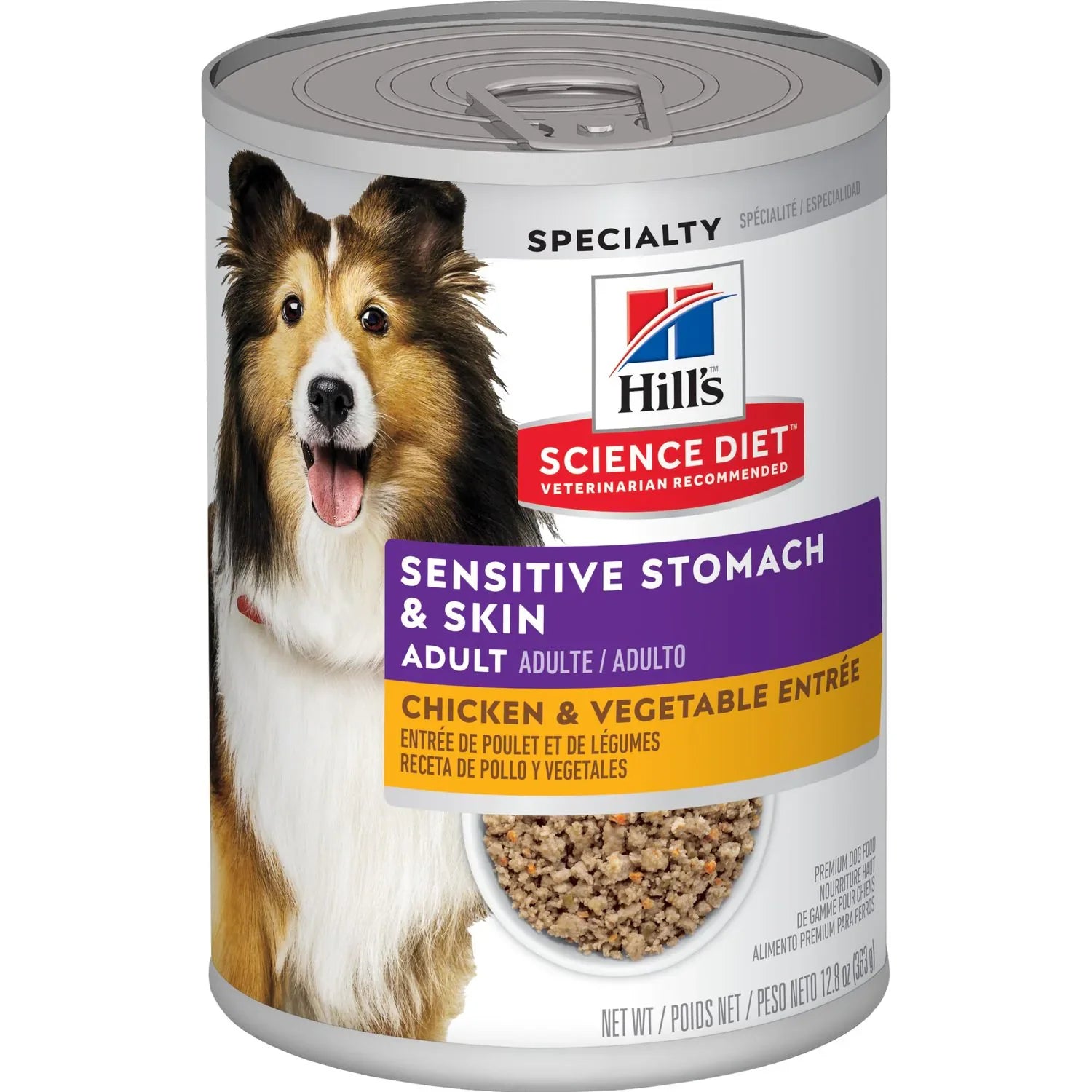 Hill's Science Diet Adult Sensitive Stomach & Skin Chicken & Vegetable Entrée Canned Dog Food (12.8 oz x 12 cans)