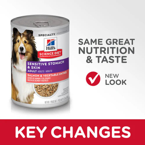Hill's Science Diet Adult Sensitive Stomach & Skin Salmon & Vegetable Entrée Canned Dog Food (12.8 oz x 12 cans)