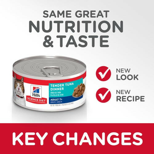 Hill's Science Diet Senior 7+ Canned Cat Food, Tender Tuna Dinner (5.5 oz x 24 cans)