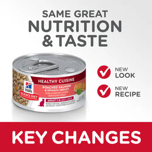 Hill's Science Diet Adult Healthy Cuisine Canned Cat Food, Poached Salmon & Spinach Medley (2.8 oz x 24 cans)