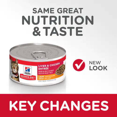 Hill's Science Diet Adult Light Canned Cat Food, Liver & Chicken Entrée (5.5 oz x 24 cans)