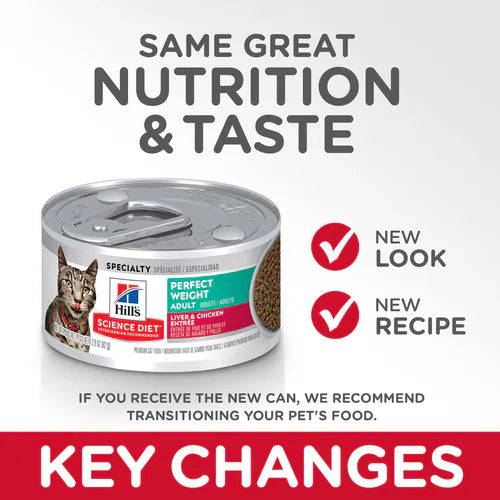 Hill's Science Diet Adult Perfect Weight Canned Cat Food, Liver & Chicken Entrée (2.9 oz x 24 cans)